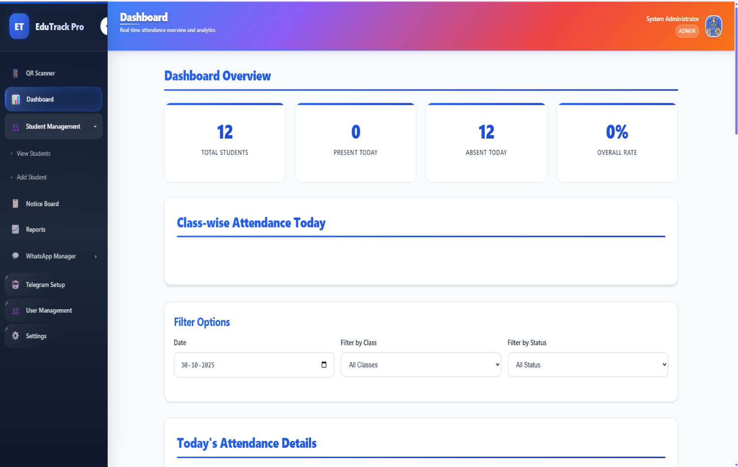 Web Admin Dashboard